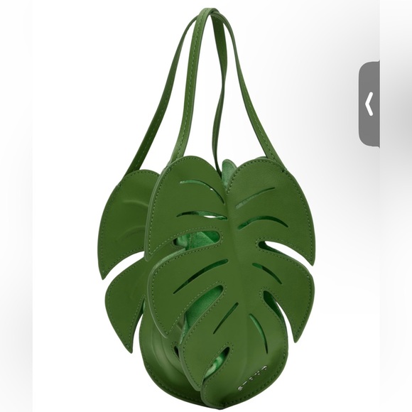 STAUD Handbags - STAUD GREEN LEATHER PALM LEAF BAG